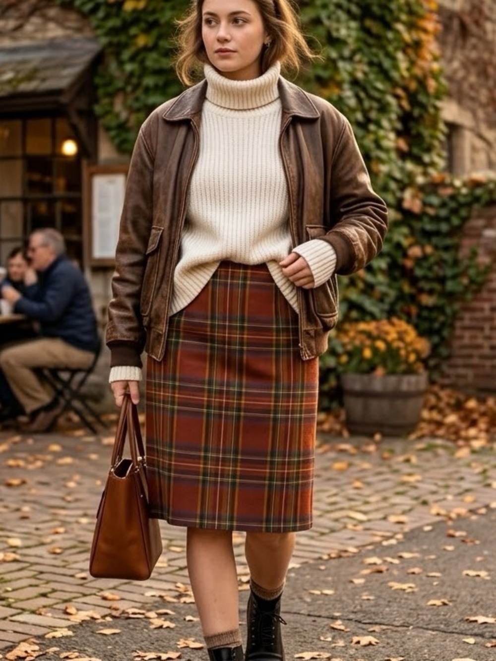 Lands' End Vintage 100% Wool Plaid Pencil Skirt 12 Made in Scotland Preppy
